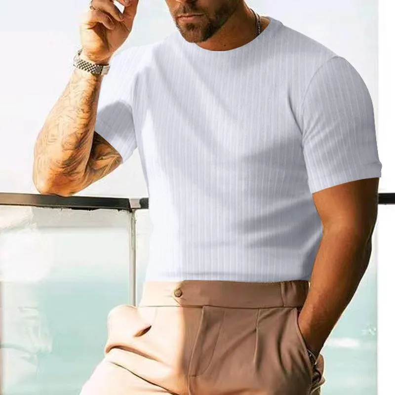 Men's Casual Solid Color Short Sleeve Striped T-Shirt 07625397Y sold by Manly product image thumbnail 2