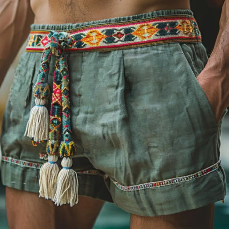 Men's Retro Waist Drawstring Loose Breathable Shorts 21702512M sold by Manly product image thumbnail 3