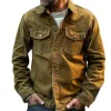 Men's Vintage Solid Lapel Breast Pocket Single Breasted Cargo Jacket 11302172Z sold by Manly