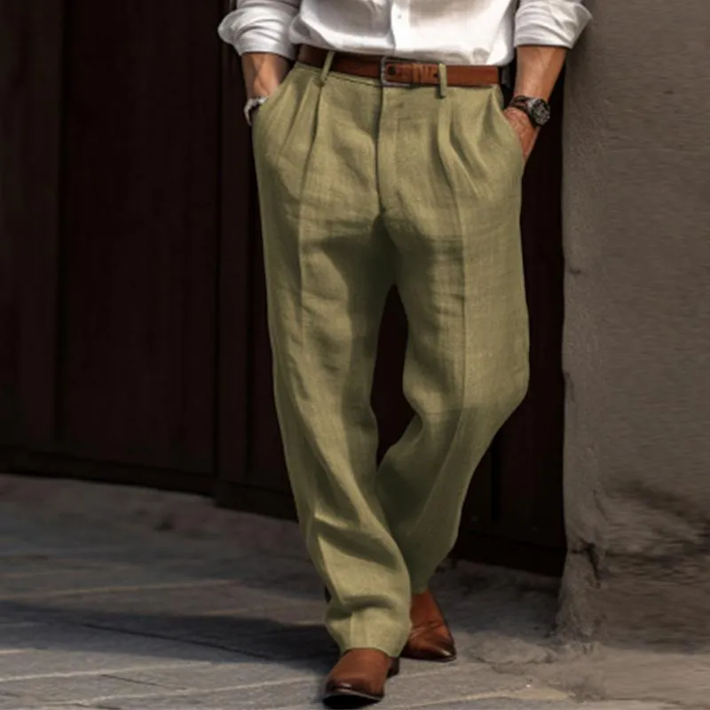 Men's Casual Thin Linen Breathable Loose Suit Pants 80989064M sold by Manly product image thumbnail 3