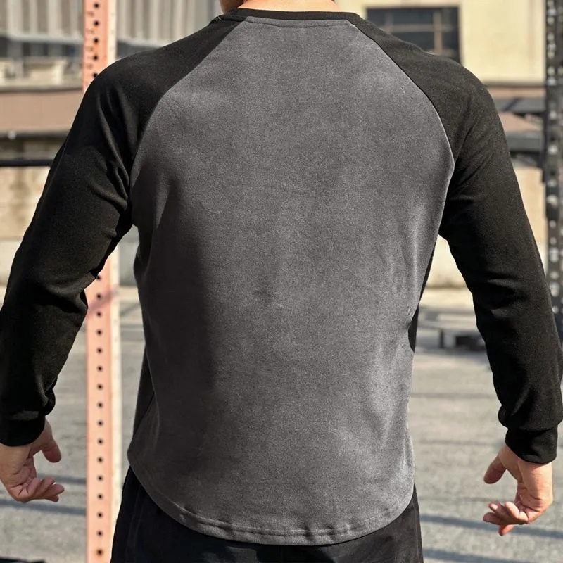 Men's Casual Sports Round Neck Color Block Long Sleeve T-Shirt 89838434M sold by Manly product image thumbnail 5
