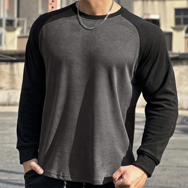Men's Casual Sports Round Neck Color Block Long Sleeve T-Shirt 89838434M sold by Manly product image thumbnail 4