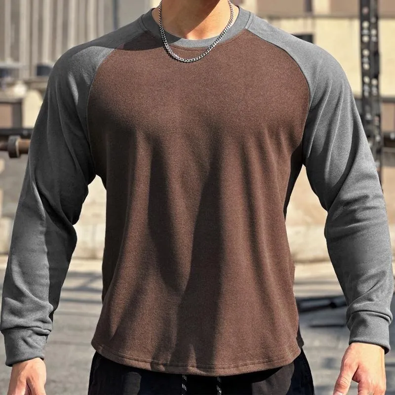 Men's Casual Sports Round Neck Color Block Long Sleeve T-Shirt 89838434M sold by Manly product image thumbnail 3