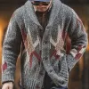 Men's Lapel Vintage Jacquard Knit Single Breasted Jacket 96725633M sold by Manly