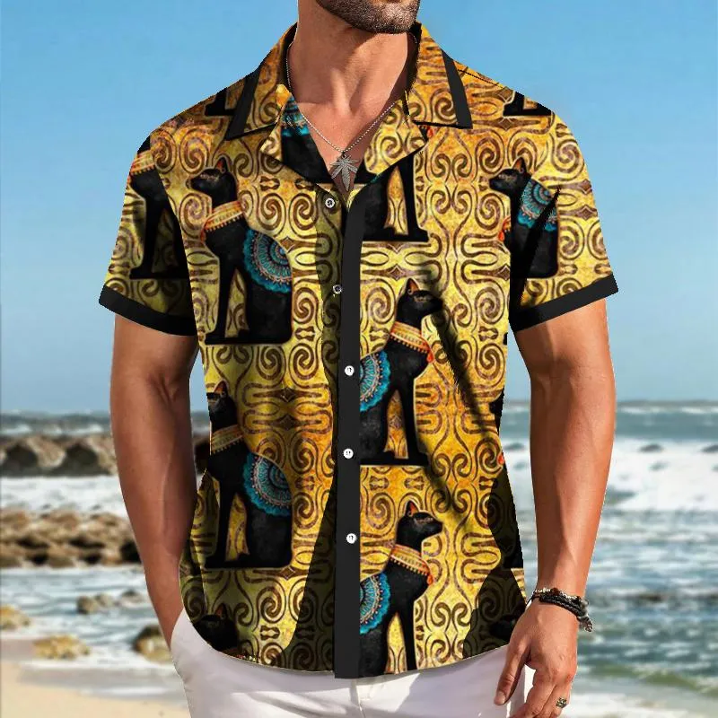 Men's Retro Rich Persian Cat Lapel Short Sleeve Shirt 97291439TO sold by Manly product image thumbnail 2