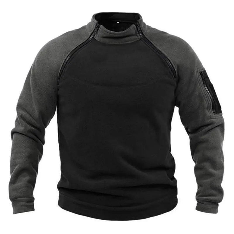 Men's Casual Color Block Stand Collar Breathable Warm Tactical Loose Sweatshirt 99486652M sold by Manly product image thumbnail 3