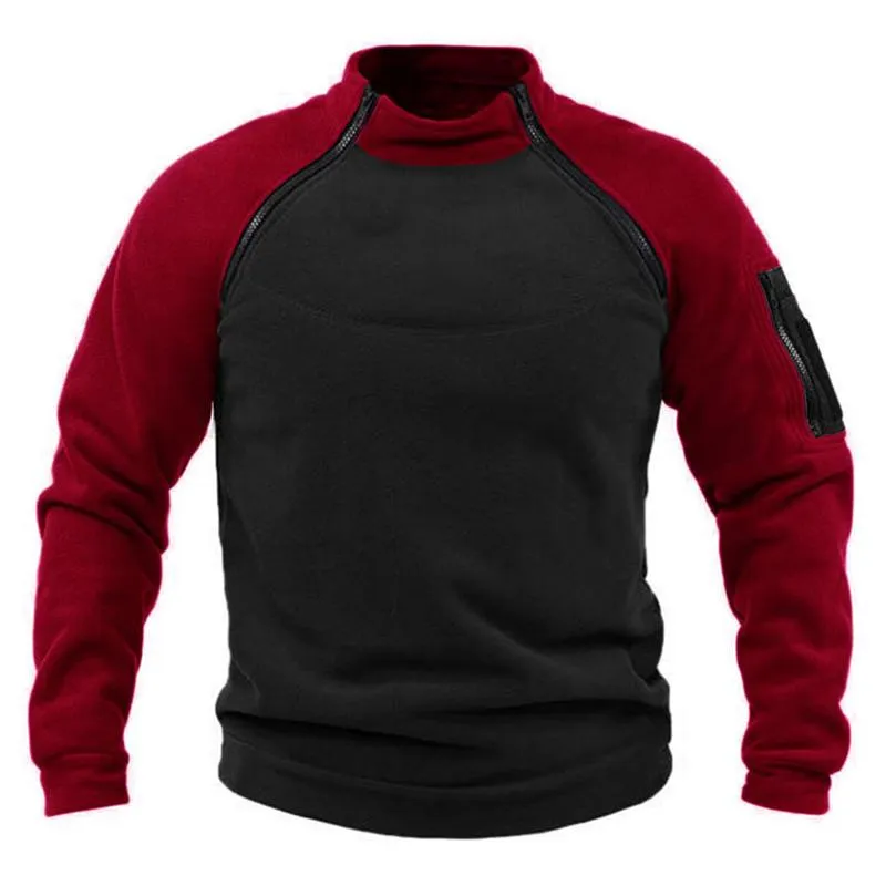 Men's Casual Color Block Stand Collar Breathable Warm Tactical Loose Sweatshirt 99486652M sold by Manly product image thumbnail 4