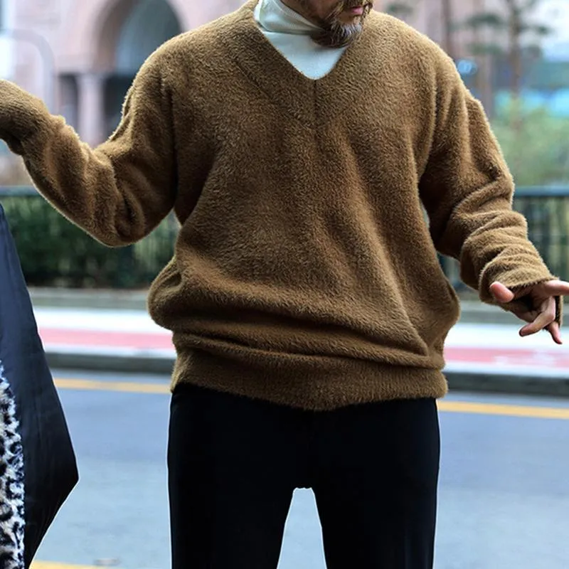 Men's Casual Solid Color V-Neck Knitted Pullover Sweater 07860702M sold by Manly product image thumbnail 3