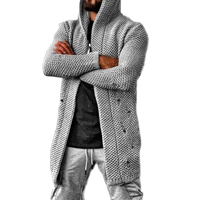 Men's Casual Mid Length Hooded Knit Cardigan 93714649M sold by Manly