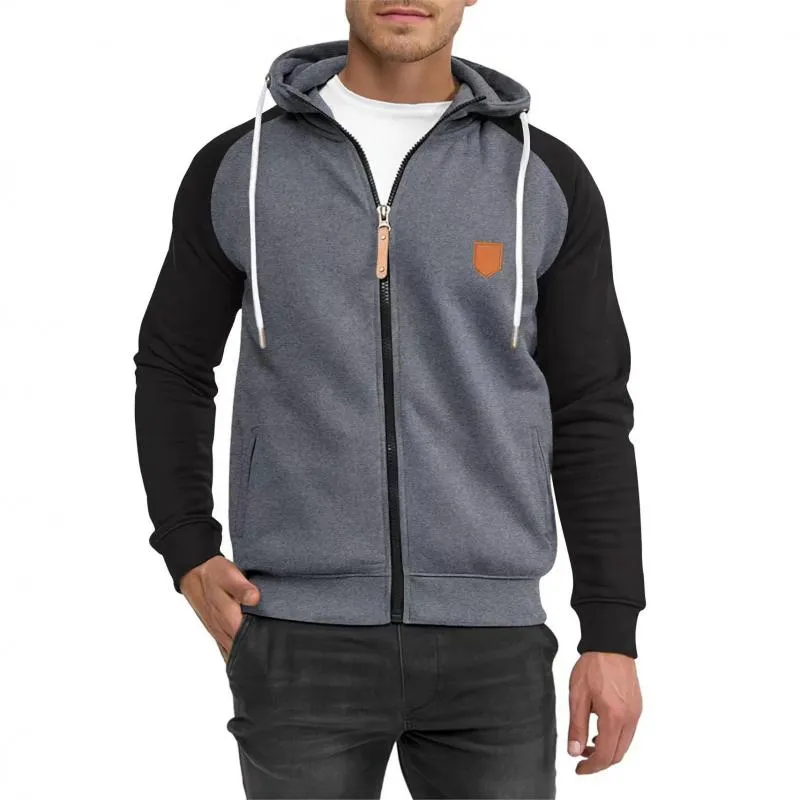 Men's Casual Colorblock Sports Raglan Sleeve Zipper Hoodie 18210956M sold by Manly