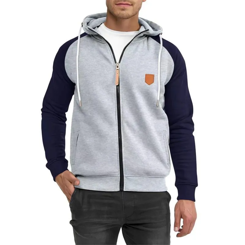 Men's Casual Colorblock Sports Raglan Sleeve Zipper Hoodie 18210956M sold by Manly product image thumbnail 4