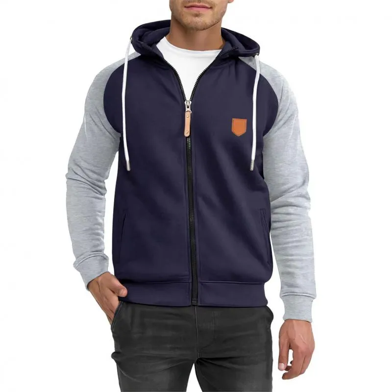 Men's Casual Colorblock Sports Raglan Sleeve Zipper Hoodie 18210956M sold by Manly product image thumbnail 2