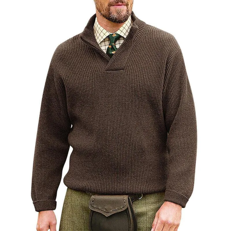 Men's Casual Solid Color V Neck Loose Long Sleeve Pullover Sweater 88333348M sold by Manly