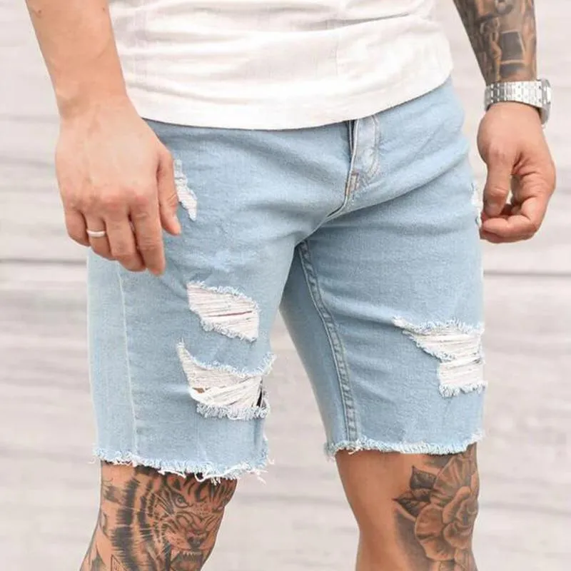 Men's Retro Distressed Holes Denim Shorts 76452806Z sold by Manly product image thumbnail 4