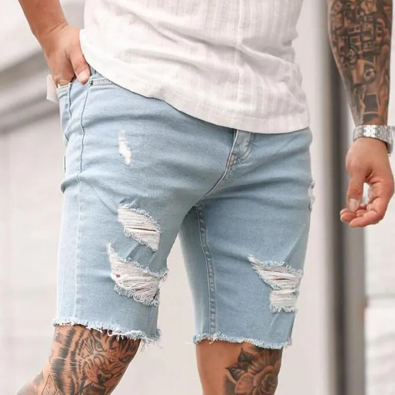 Men's Retro Distressed Holes Denim Shorts 76452806Z sold by Manly product image thumbnail 3