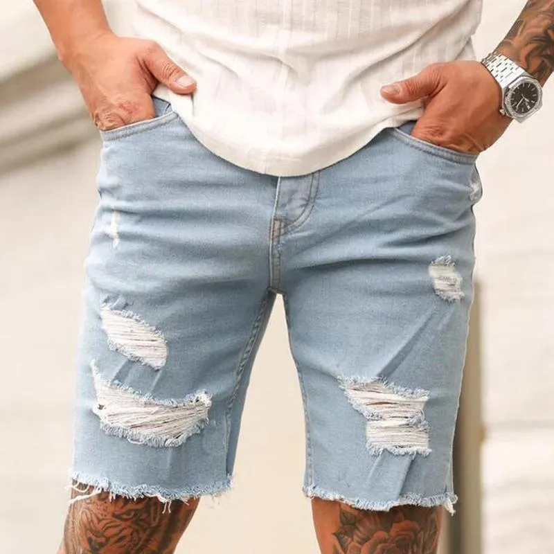 Men's Retro Distressed Holes Denim Shorts 76452806Z sold by Manly product image thumbnail 2