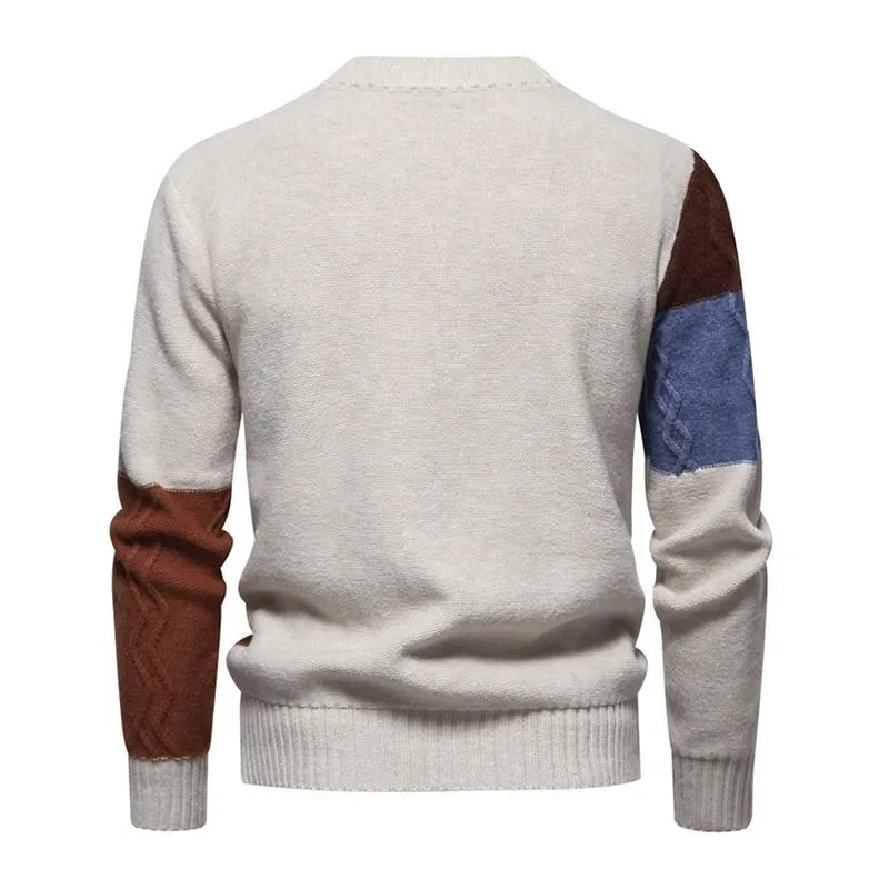 Men's Color Block Round Neck Long Sleeve Knit Casual Sweater 40290605Z sold by Manly product image thumbnail 4