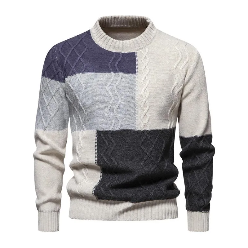 Men's Color Block Round Neck Long Sleeve Knit Casual Sweater 40290605Z sold by Manly product image thumbnail 3