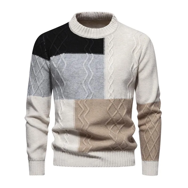 Men's Color Block Round Neck Long Sleeve Knit Casual Sweater 40290605Z sold by Manly product image thumbnail 2
