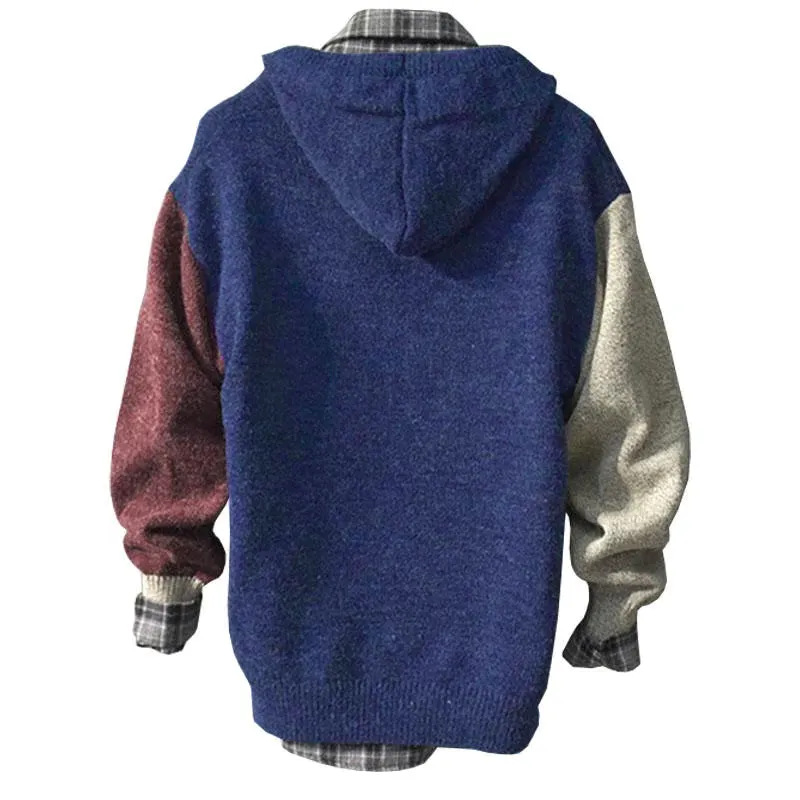 Men's Casual Colorblock Loose Hooded Long-Sleeved Pullover Knitted Sweater 93712715M sold by Manly product image thumbnail 2