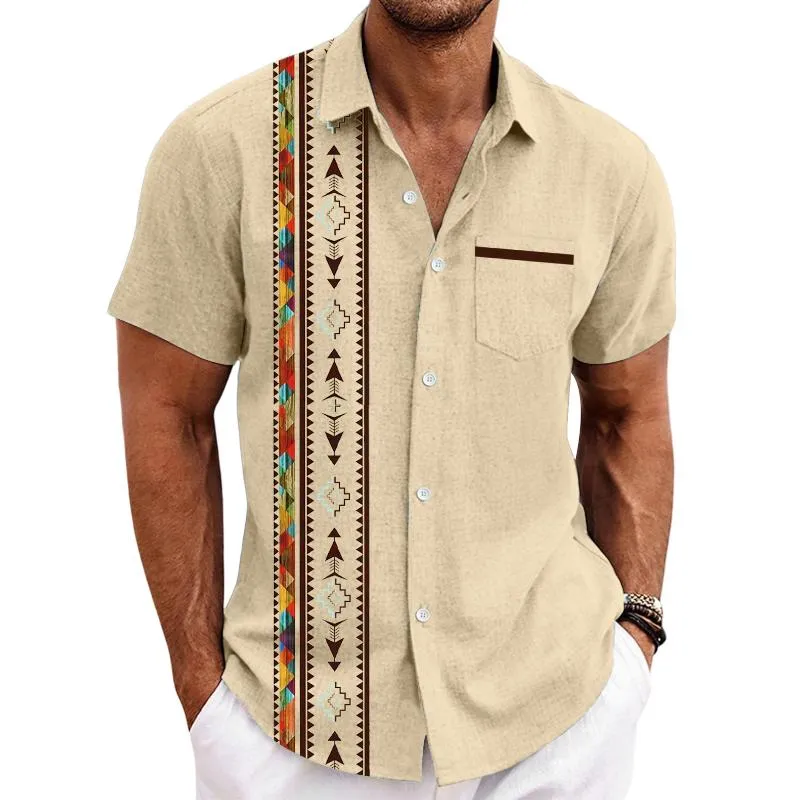 Men's Ethnic Print Short-Sleeved Shirt 65581368Y sold by Manly