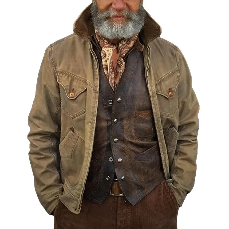 Men's Vintage Distressed Multi-Pocket Jacket 74424807J sold by Manly