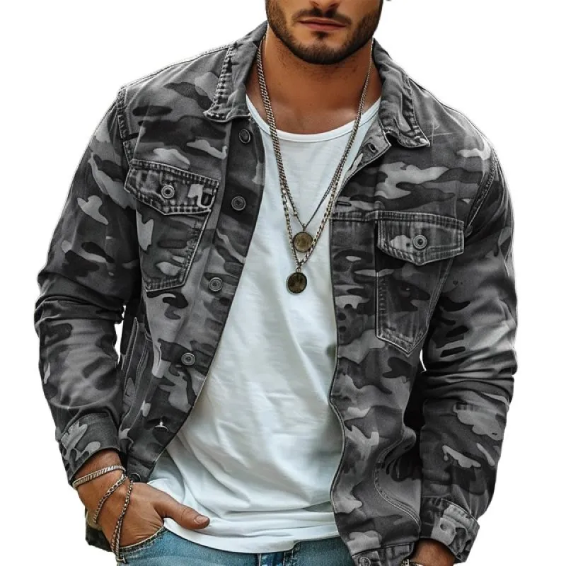 Men's Vintage Camouflage Print Single Breasted Jacket 16342783X sold by Manly
