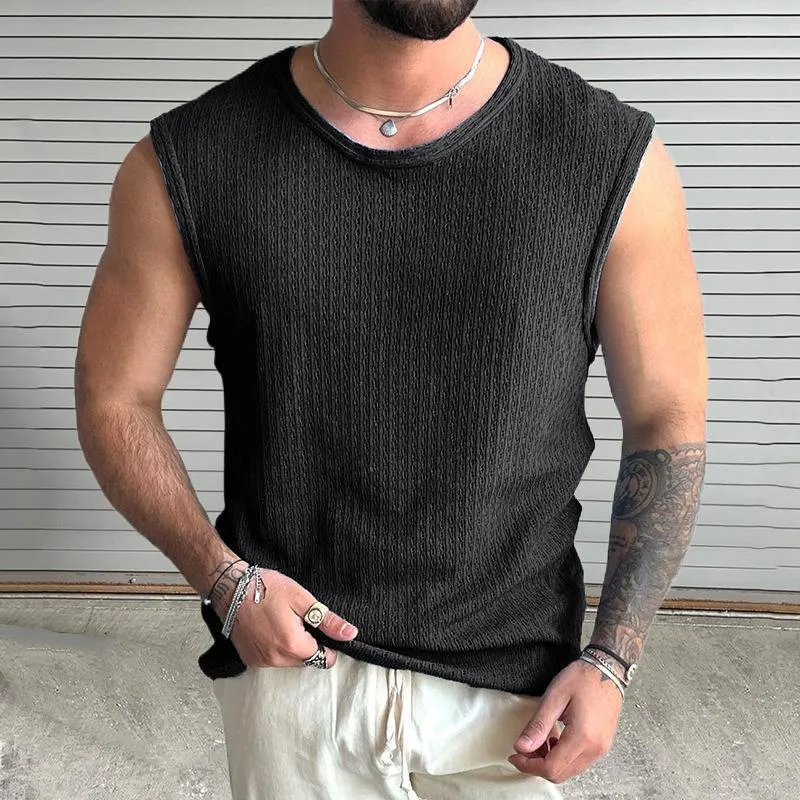 Men's Casual Round Neck Slim Fit Knitted Hollow Tank Top 05880250M sold by Manly product image thumbnail 2