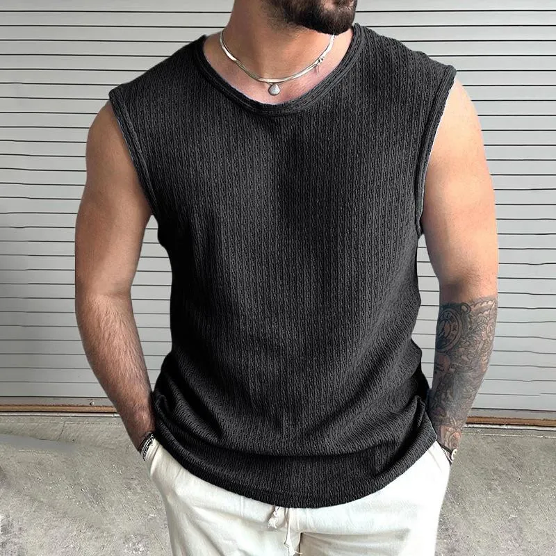 Men's Casual Round Neck Slim Fit Knitted Hollow Tank Top 05880250M sold by Manly product image thumbnail 3