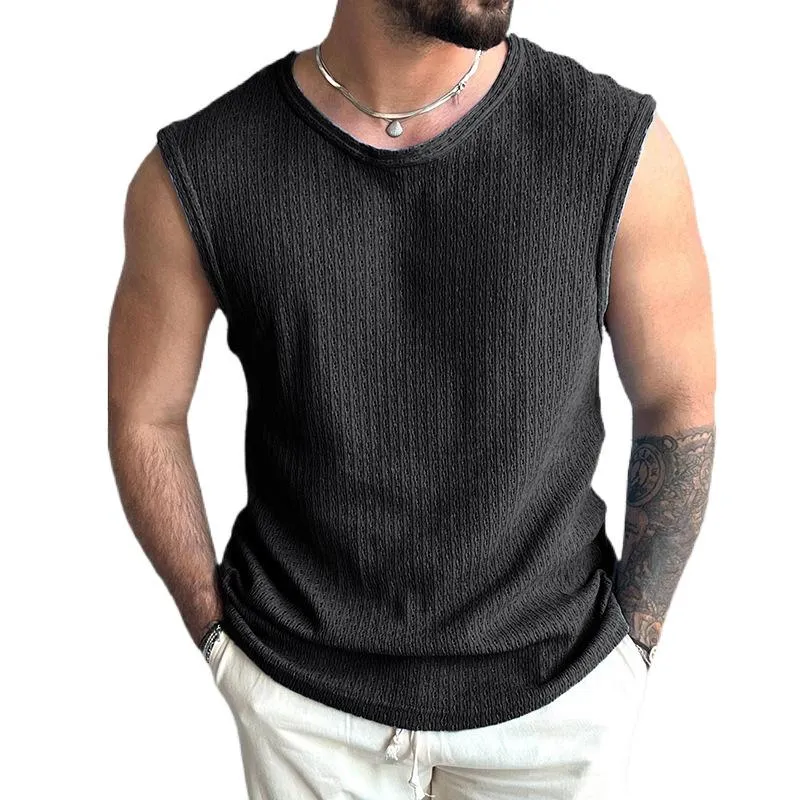 Men's Casual Round Neck Slim Fit Knitted Hollow Tank Top 05880250M sold by Manly