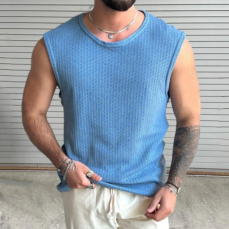 Men's Casual Round Neck Slim Fit Knitted Hollow Tank Top 05880250M sold by Manly product image thumbnail 4