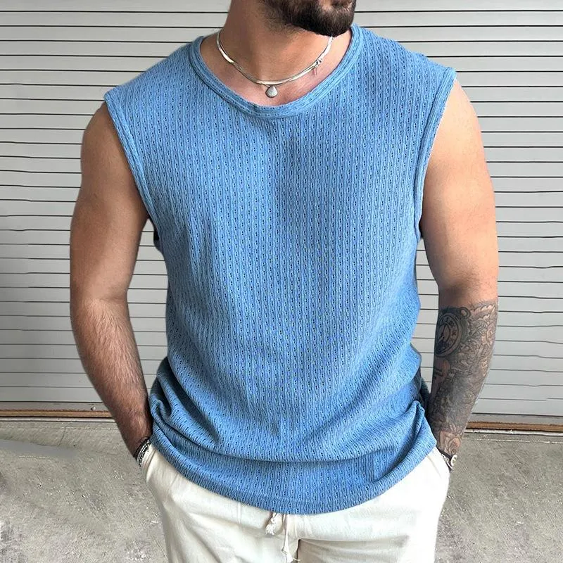 Men's Casual Round Neck Slim Fit Knitted Hollow Tank Top 05880250M sold by Manly product image thumbnail 5