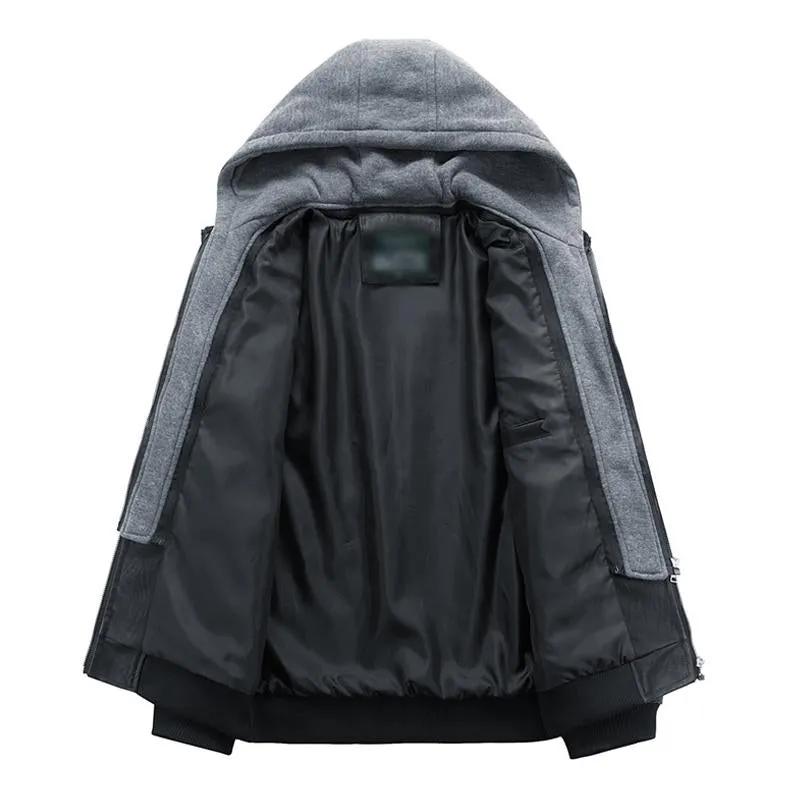 Men's Vintage Removable Hood Loose Zipper Leather Cargo Jacket 37832565M sold by Manly product image thumbnail 3