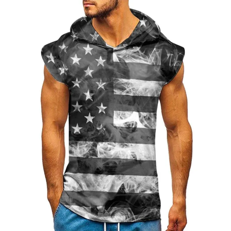 Men's Flag Printed Sports Sleeveless Hooded Tank Top 38232851Y sold by Manly