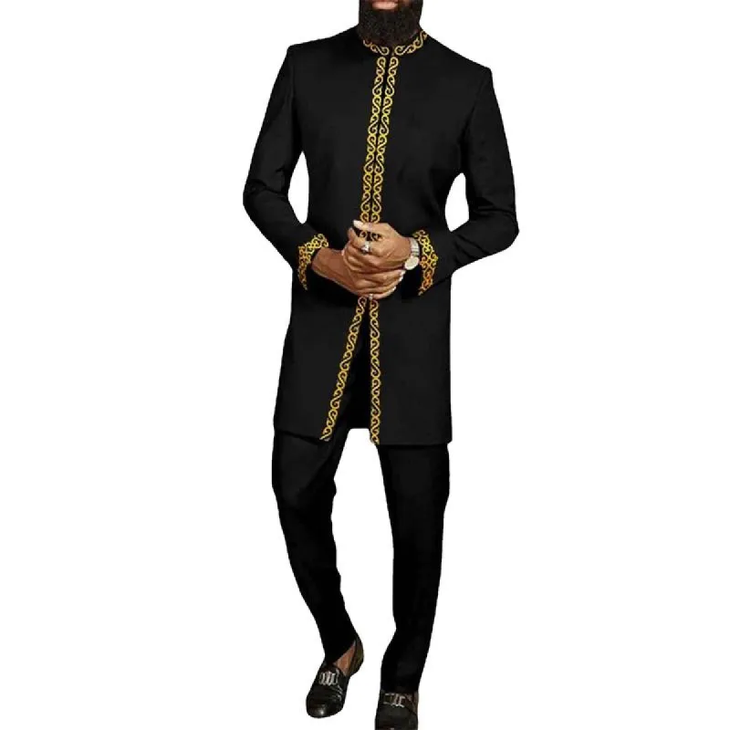 Men's Vintage Ethnic Style Stand Collar Long Sleeve Shirt Trousers Set 93327435M sold by Manly