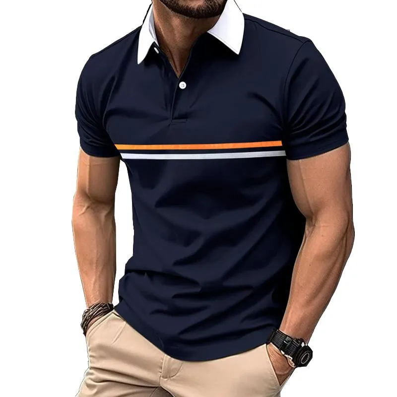 Men's Button Stitching Sports Lapel Short Sleeve Polo Shirt 99450086X sold by Manly