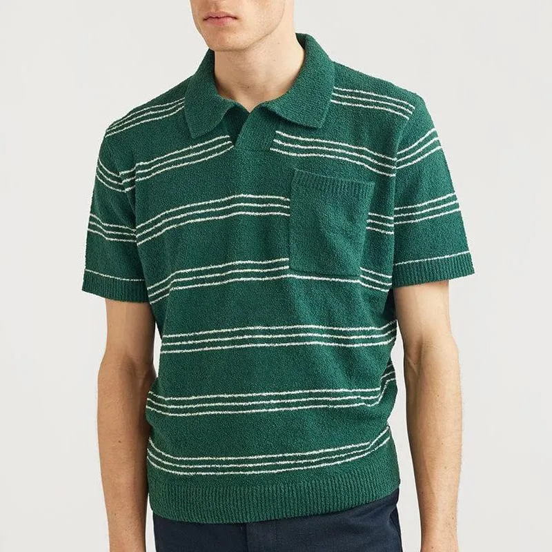 Men's Striped Lapel Short Sleeve Knit Polo Shirt 99107619Z sold by Manly product image thumbnail 2