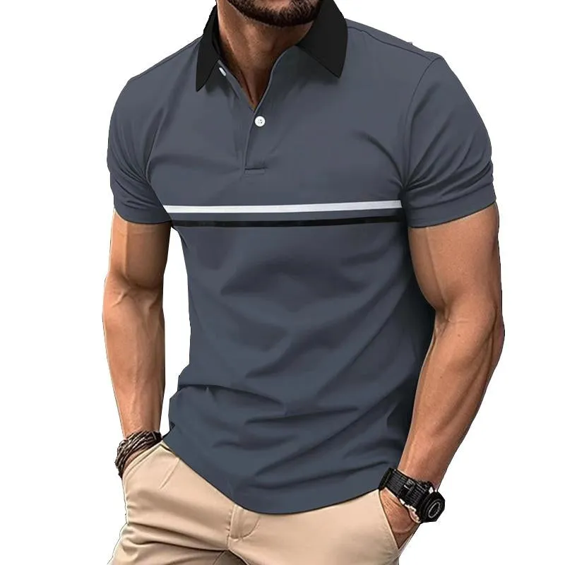 Men's Button Stitching Sports Lapel Short Sleeve Polo Shirt 99450086X sold by Manly product image thumbnail 4