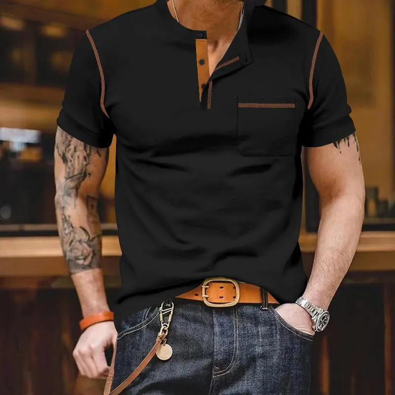 Men's Casual Colorblock Henley Collar Slim Fit Short Sleeve T-Shirt 07925648M sold by Manly product image thumbnail 4