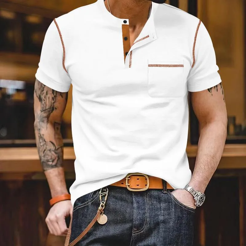 Men's Casual Colorblock Henley Collar Slim Fit Short Sleeve T-Shirt 07925648M sold by Manly product image thumbnail 3