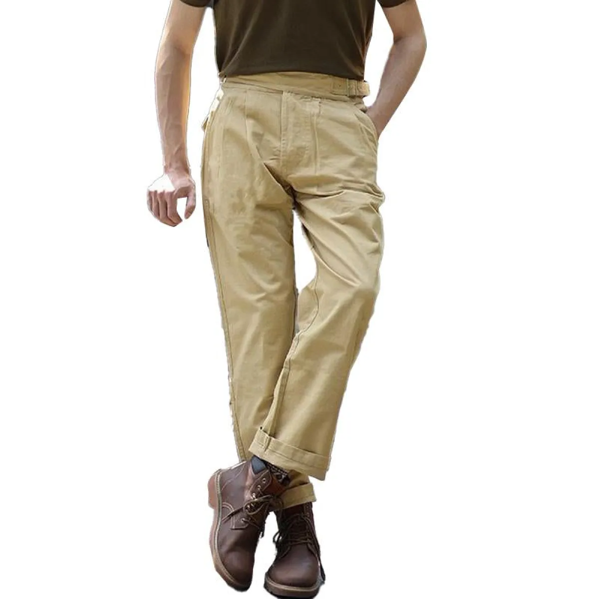 パンツ NOIRNINE UNISEX Brushed Pants BSA118 Men's Casual Vintage Solid Color Gurkha Pants 82082225Y