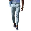 Men's Solid Cotton Loose Elastic Waist Casual Pants 09384509Z sold by Manly