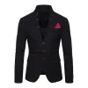 Men's Solid Color Multi-button Decorated Stand Collar Thin Blazer 41842490Y sold by Manly