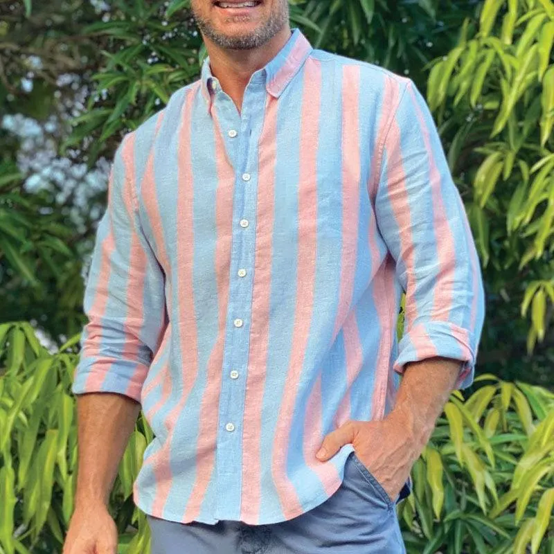 Men's Hawaiian Stripe Print Lapel Long Sleeve Shirt 62131277X sold by Manly product image thumbnail 2