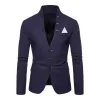 Men's Solid Color Multi-button Decorated Stand Collar Thin Blazer 41842490Y sold by Manly