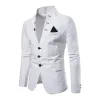 Men's Solid Color Multi-button Decorated Stand Collar Thin Blazer 41842490Y sold by Manly