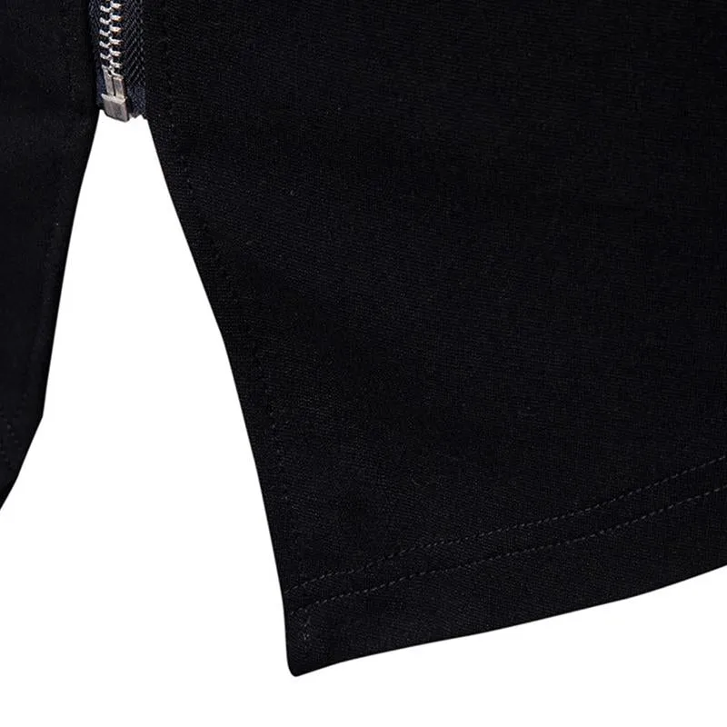 Men's Casual Stand Collar Slim Knit Leather Panel Jacket 05621291M sold by Manly product image thumbnail 5