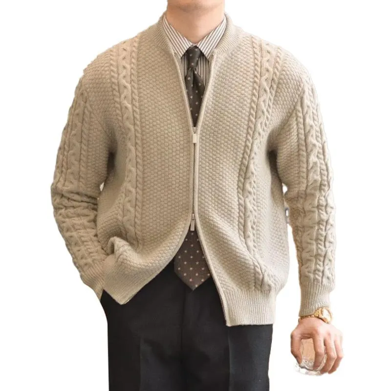 Men'S Casual Solid Color Cable Knit Cardigan 89465267Y sold by Manly