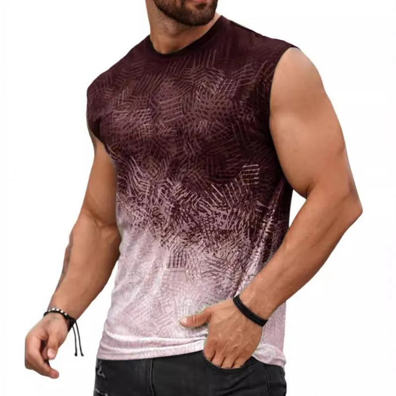 Men's Gradient Printed Round Neck Sleeveless Tank Top 57020849Z sold by Manly product image thumbnail 3