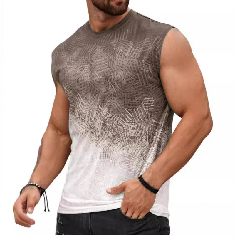 Men's Gradient Printed Round Neck Sleeveless Tank Top 57020849Z sold by Manly product image thumbnail 4